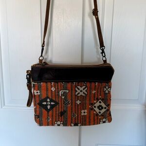 Myra Bag Rusty Trails Crossbody /Shoulder Bag / Wristlet Canvas Leather